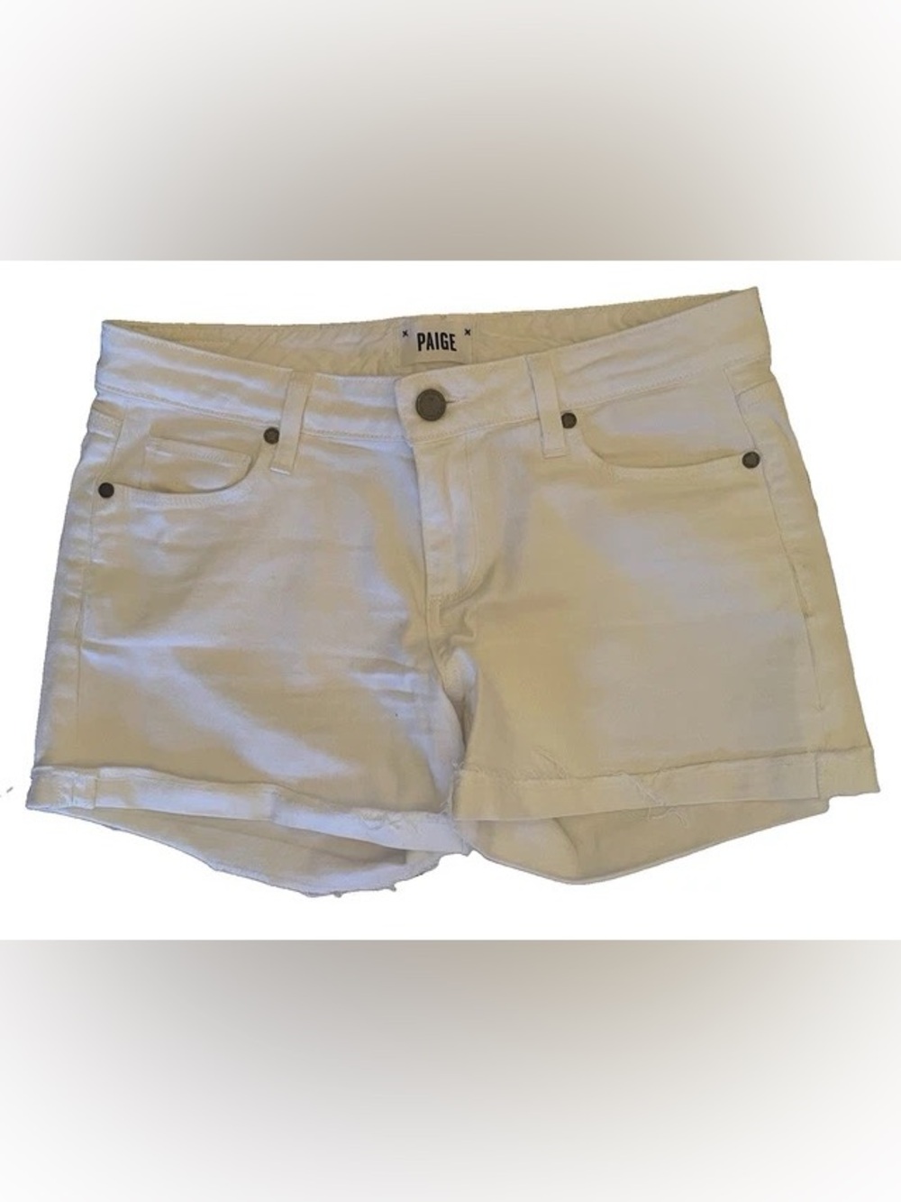 PAIGE Women's White Rolled-Hem Denim Shorts